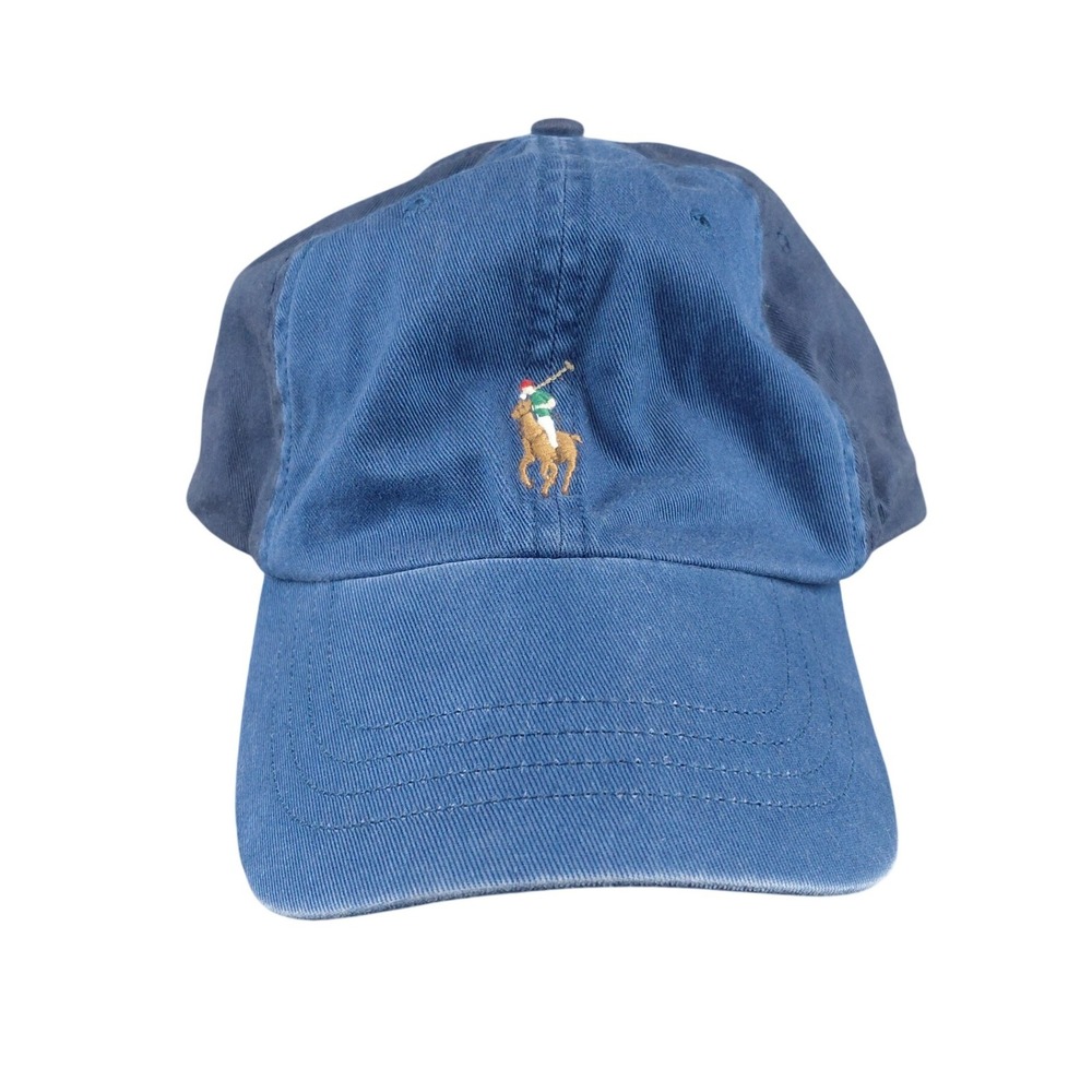 Polo Ralph Lauren Mens Blue Two Tone Cotton Adjustable Pony Logo Baseball Cap